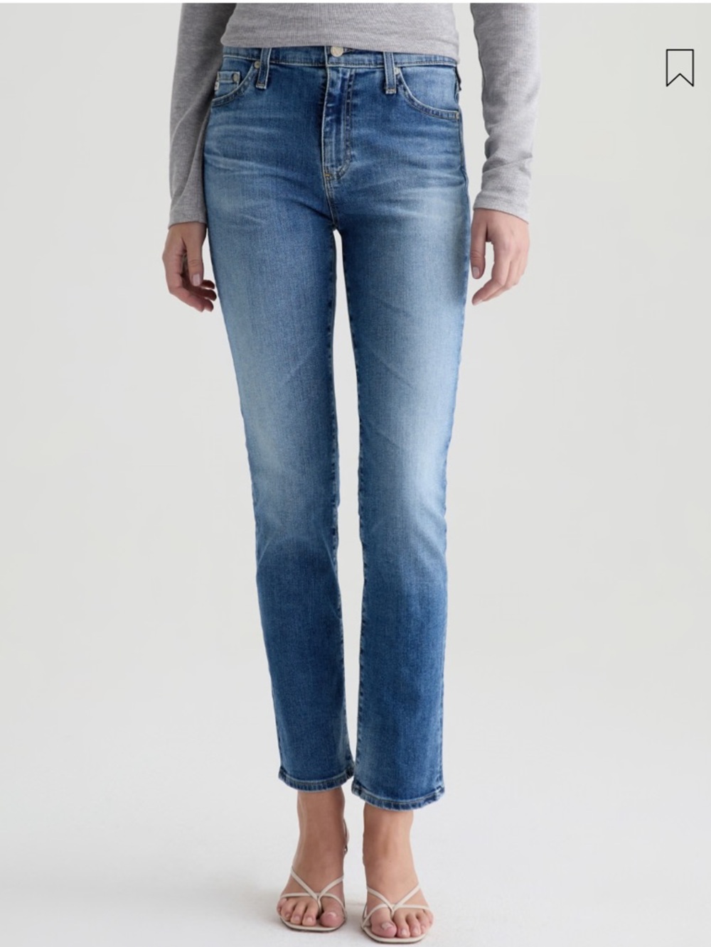AG Adriano Goldshmied Mari Mid-Rise Slim Straight Jeans 15 Years Shoreline 28